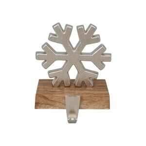 Northlight 6.25-Inch Silver Snowflake Wood Look Base Christmas Stocking Holder